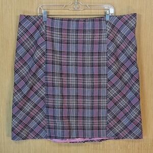 Monroe & Main Skirt Womens 20 Pink Plaid A-Line Wool Blend Preppy Light Academia